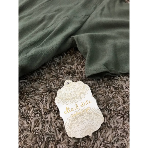 Altar’d State NWT button down, ruffle hem, olive green maxi dress - Picture 7 of 11